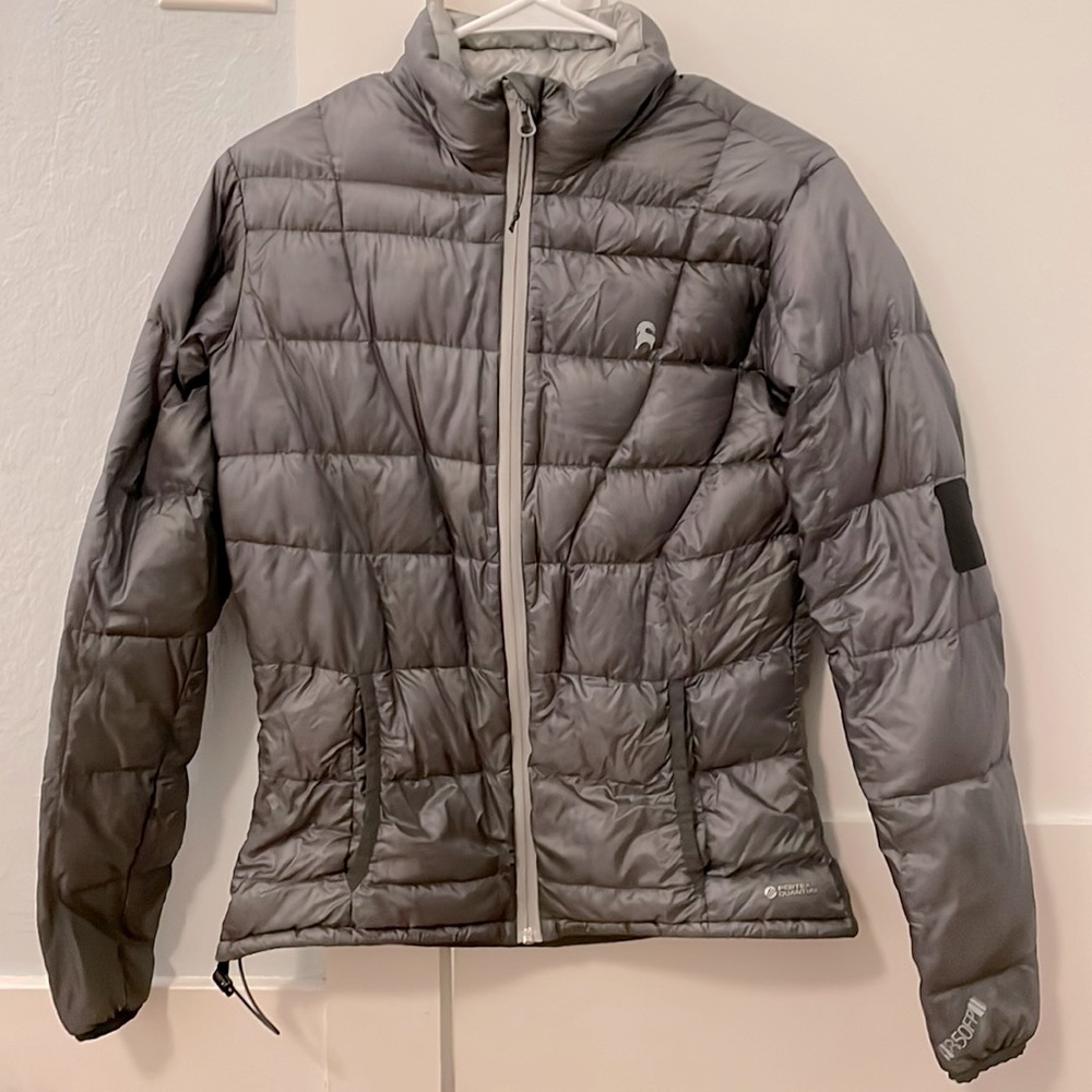 Backcountry grey 850 fill down jacket, size S